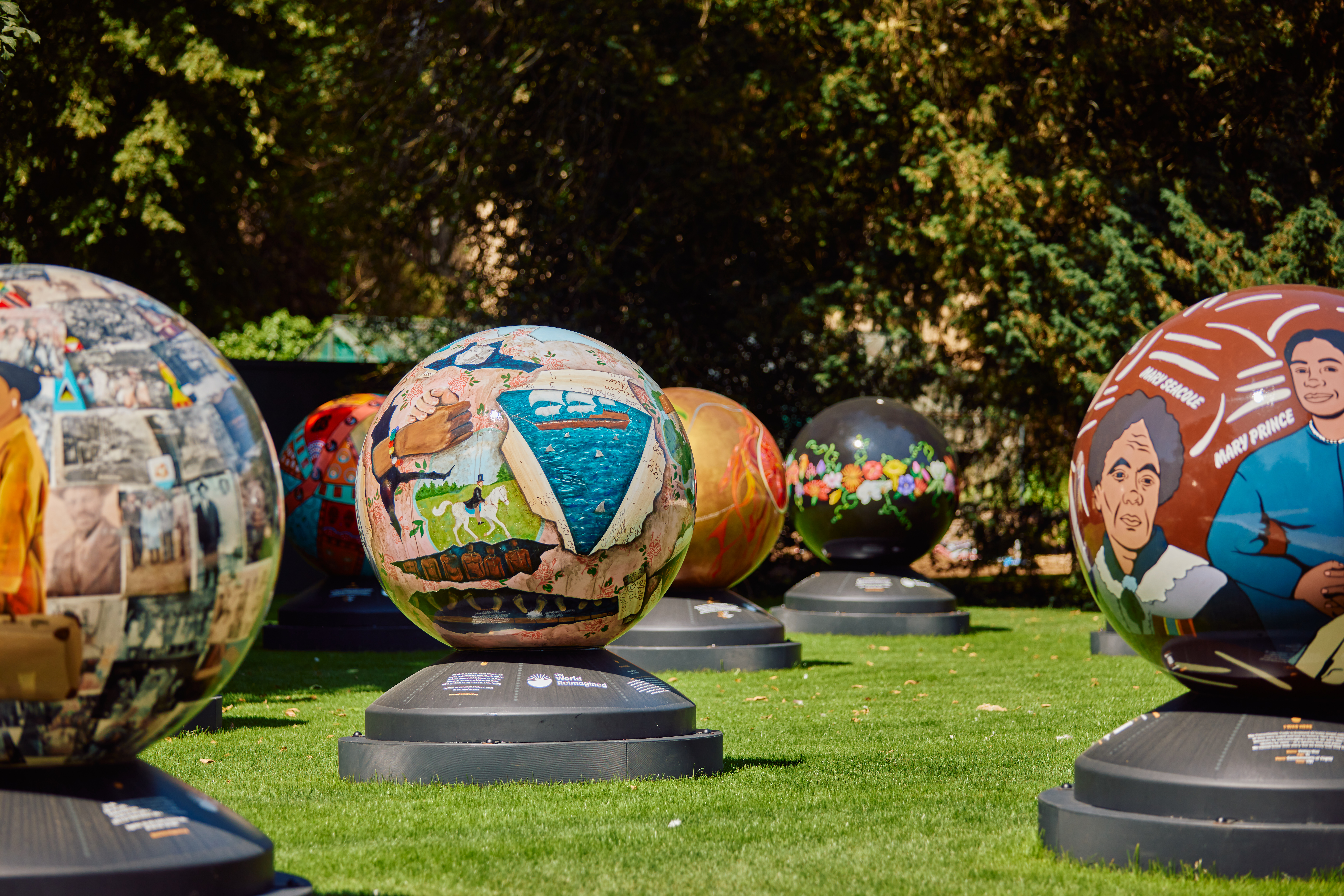 The World Reimagined Globes on the lawn of Rhodes House