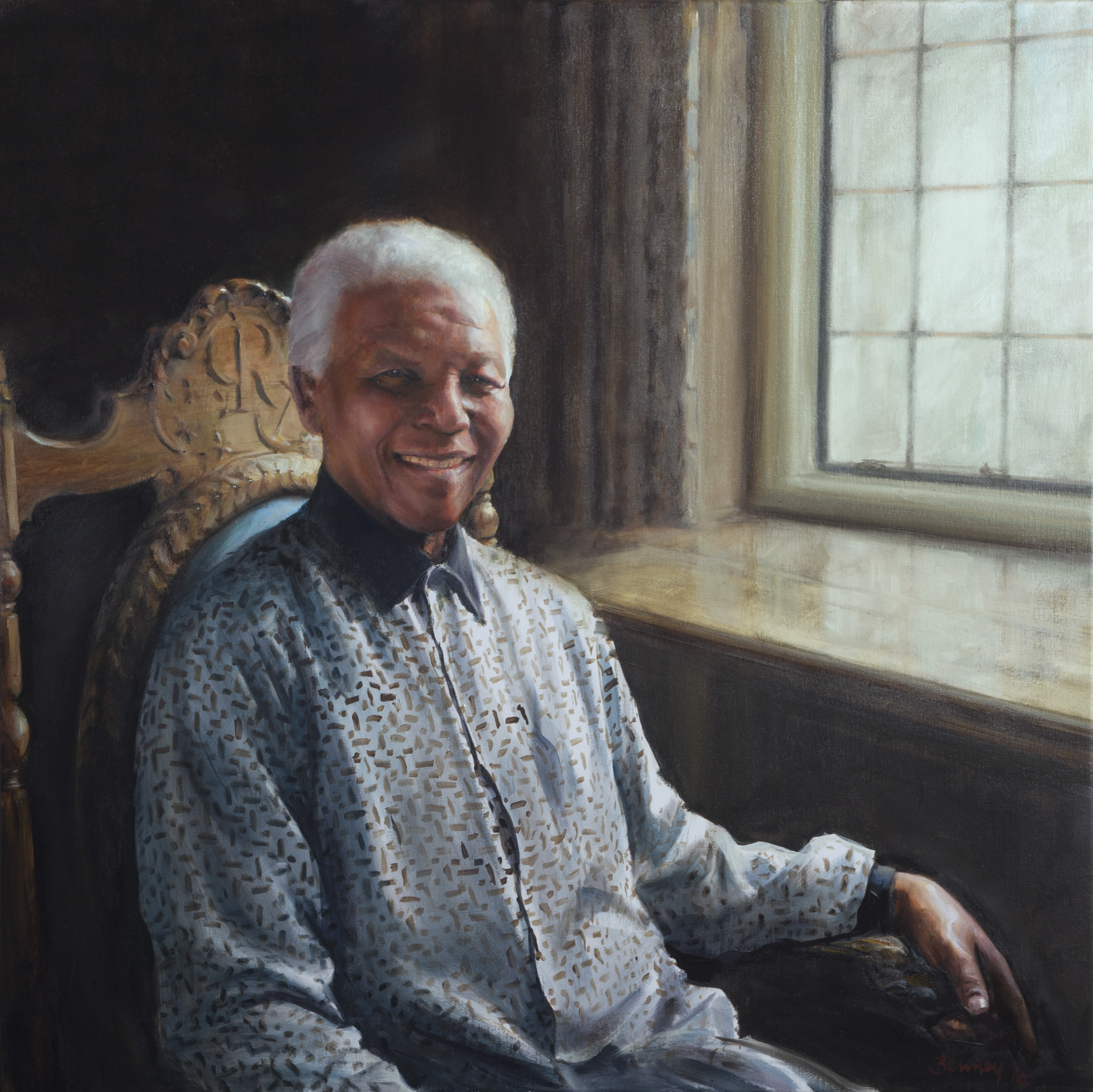 Nelson Mandela, 2016. 90 X 90 Cm. Oil On Canvas. Rhodes House