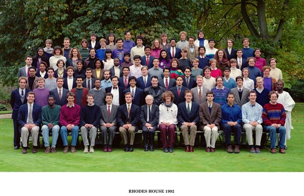 Rhodes Scholars, Class of 1992. Third row, second from left is Peter Hessler