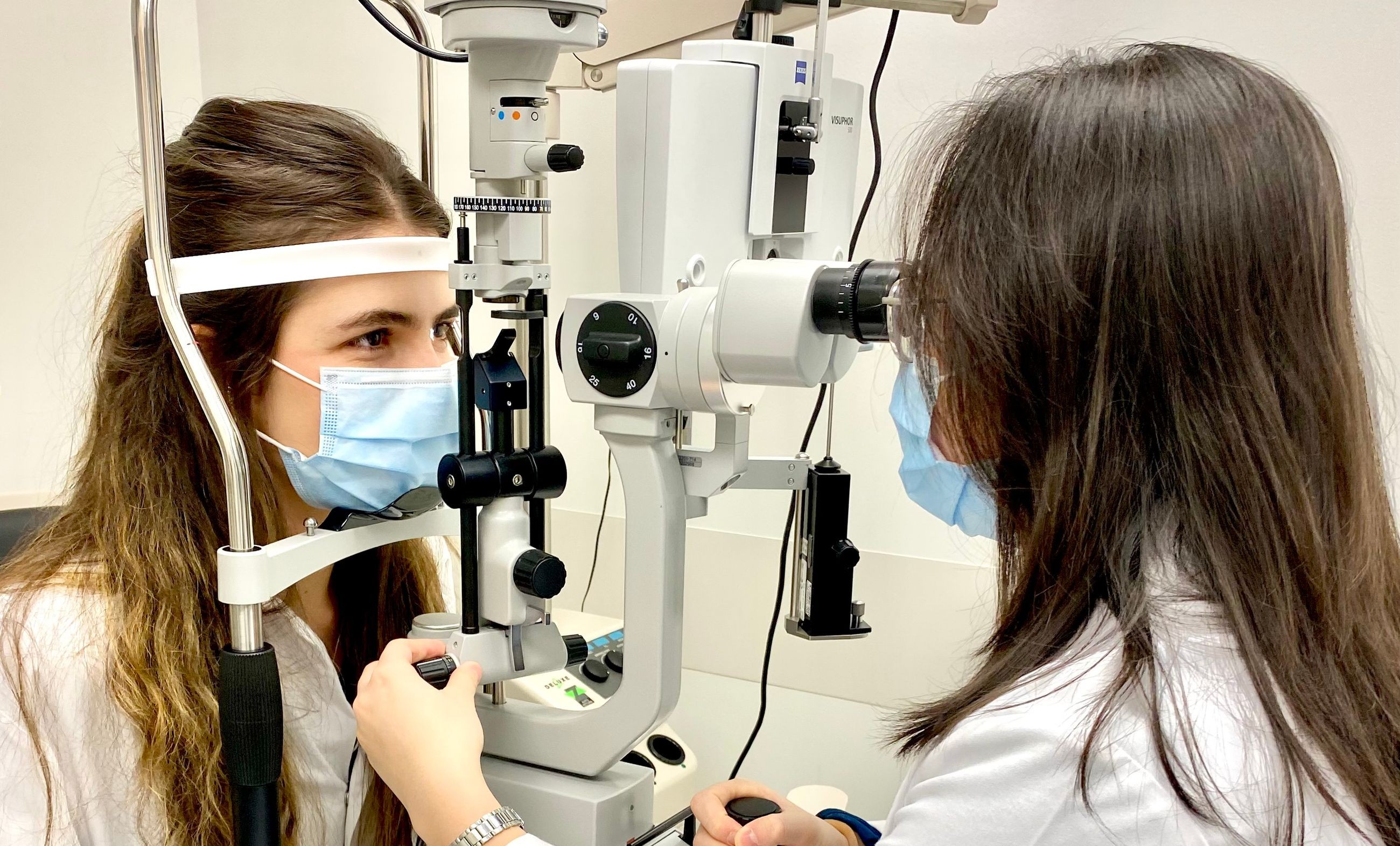 Dr Anne performing a clinical eye examination