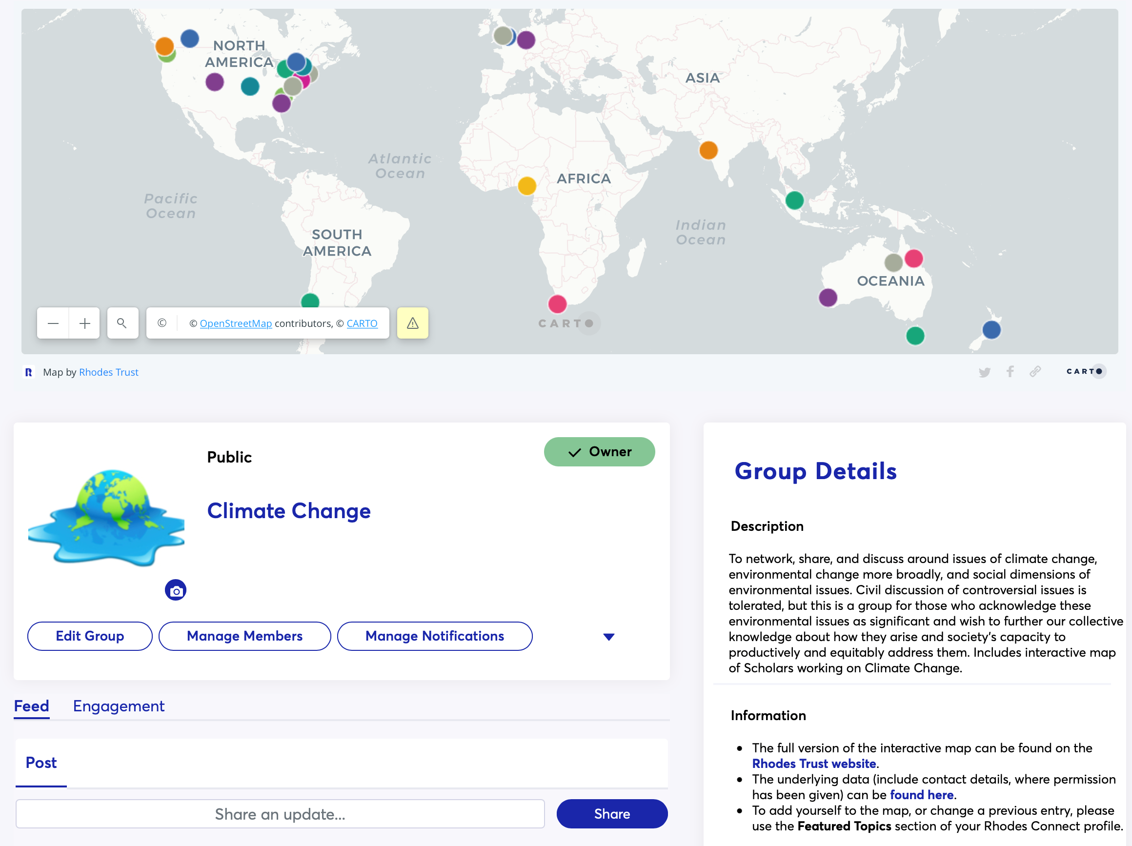 A screenshot of the interface for the Rhodes Connect system
