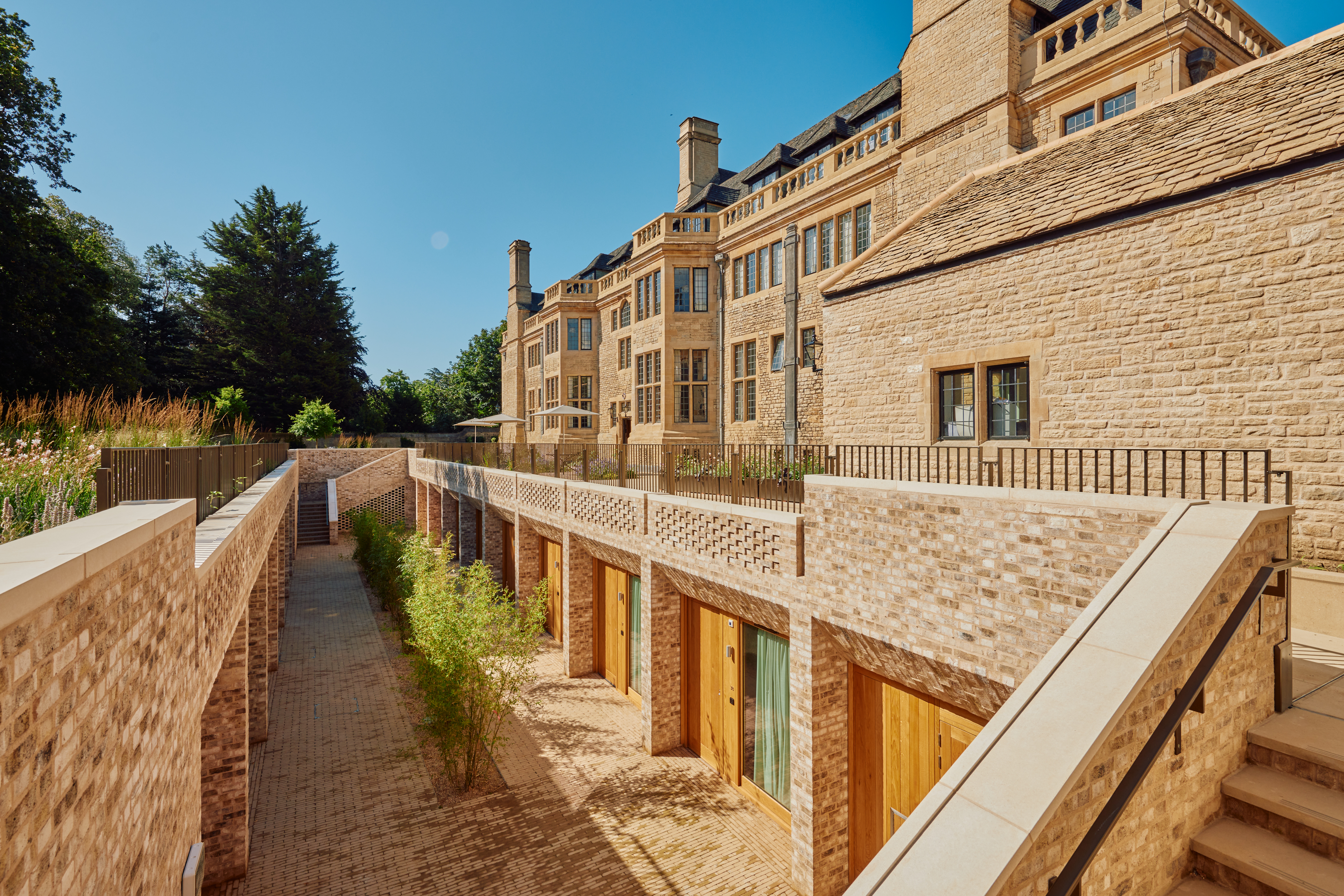 View of Rhodes House courtyard accommodation and east wall of Rhodes House