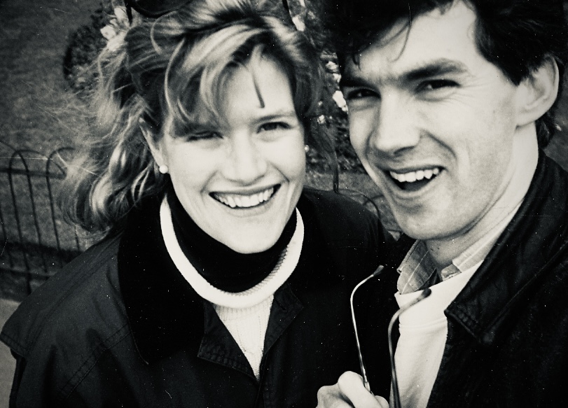 A black-and-white photo of Charles with Kris