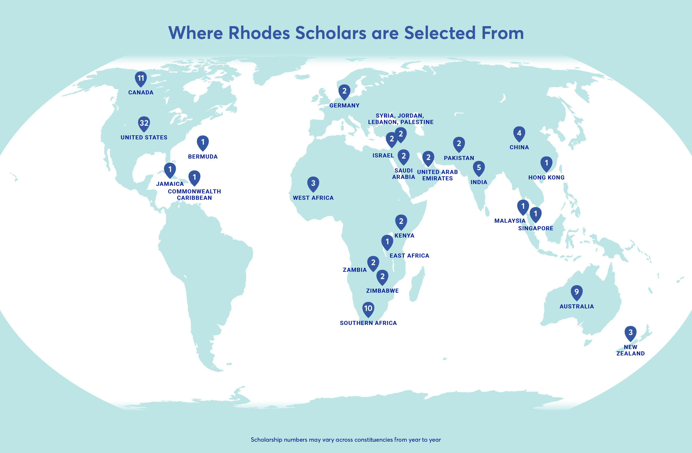 Map of Constituencies: Where Rhodes Scholars are Selected From