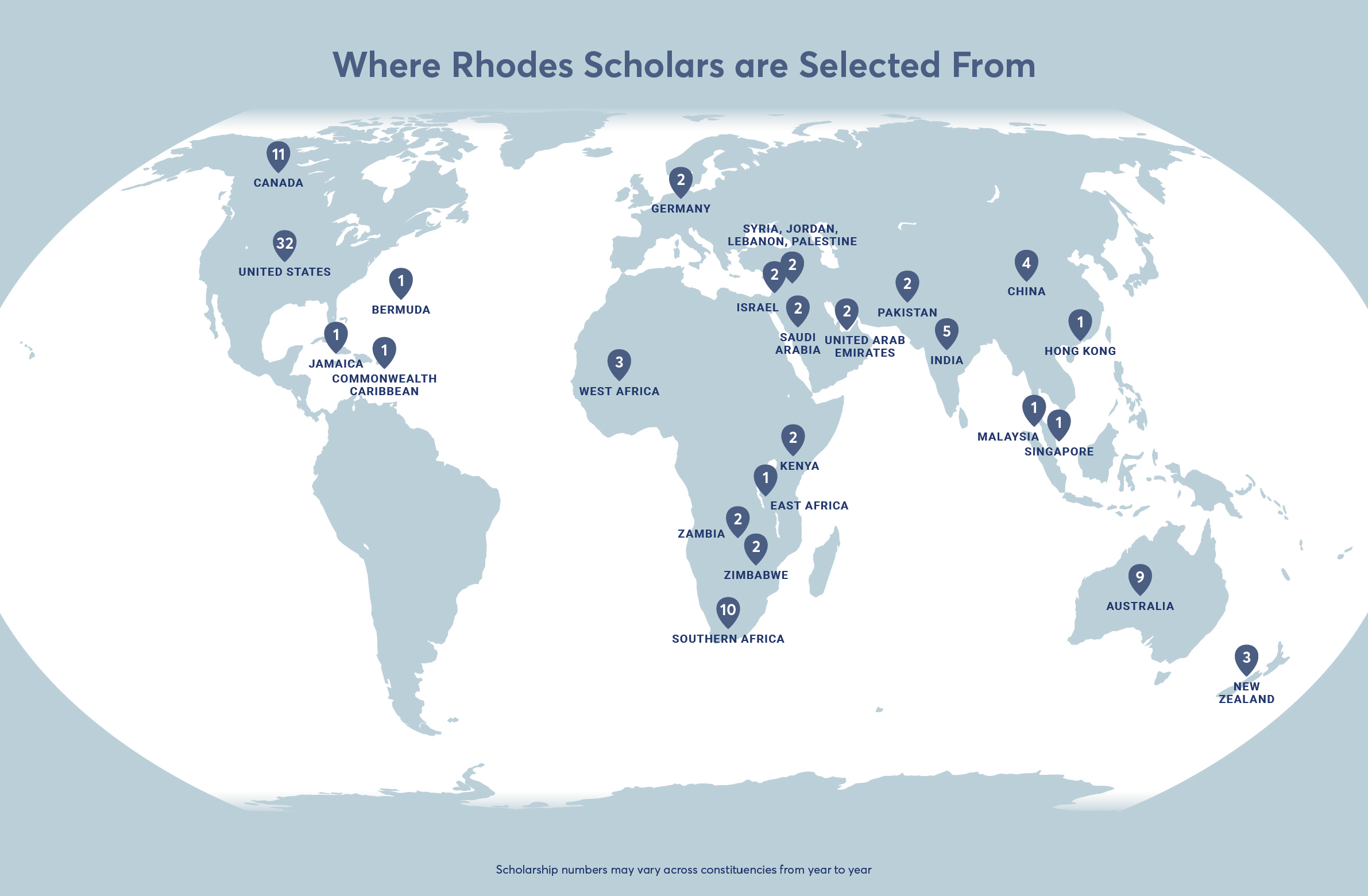 Map of Constituencies: Where Rhodes Scholars are Selected From