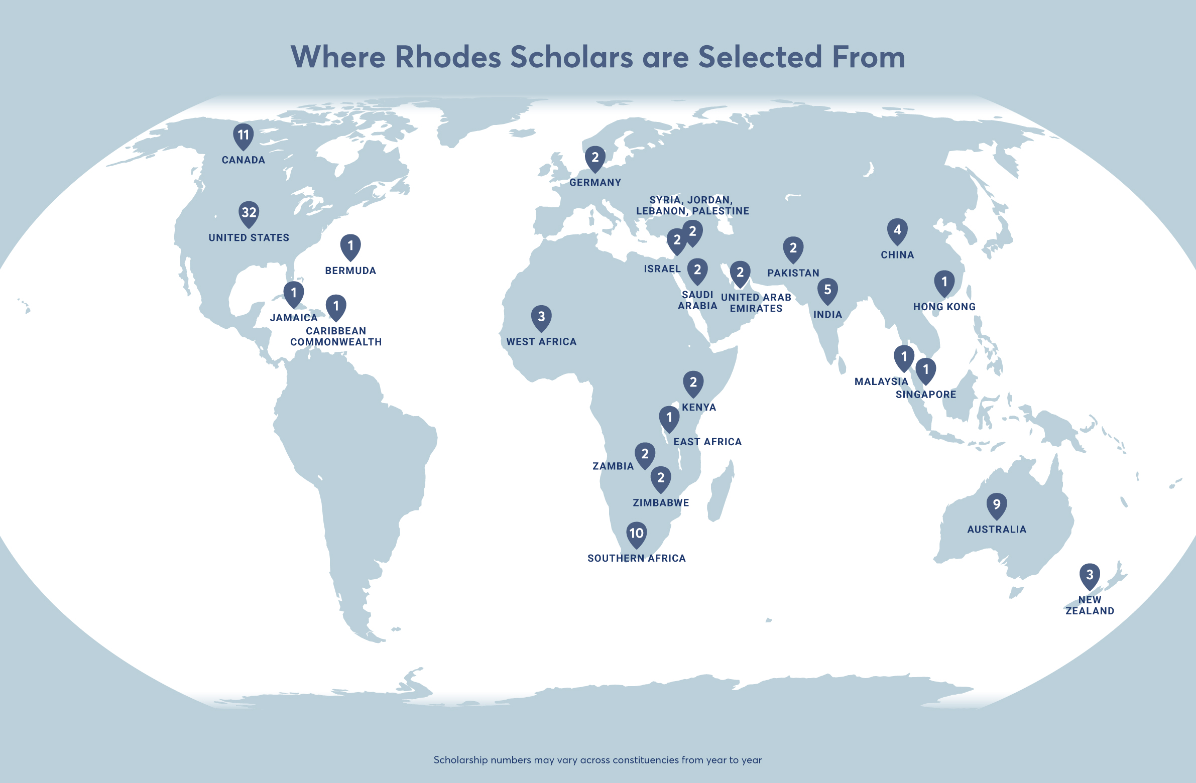 Map of Constituencies: Where Rhodes Scholars are Selected From
