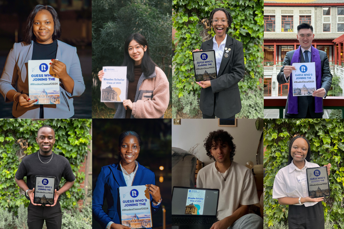 Scholars holding Selection posters