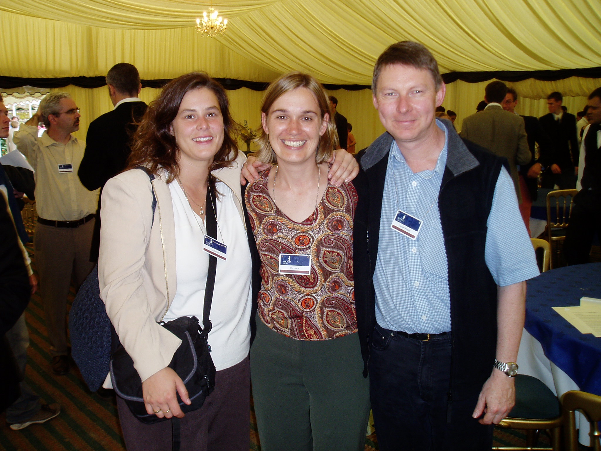 Rhodes Reunion 2003. Elle is standing with her husband Damian (right) and her close friend Lori Ormrod (British Columbia & St John's 1995)