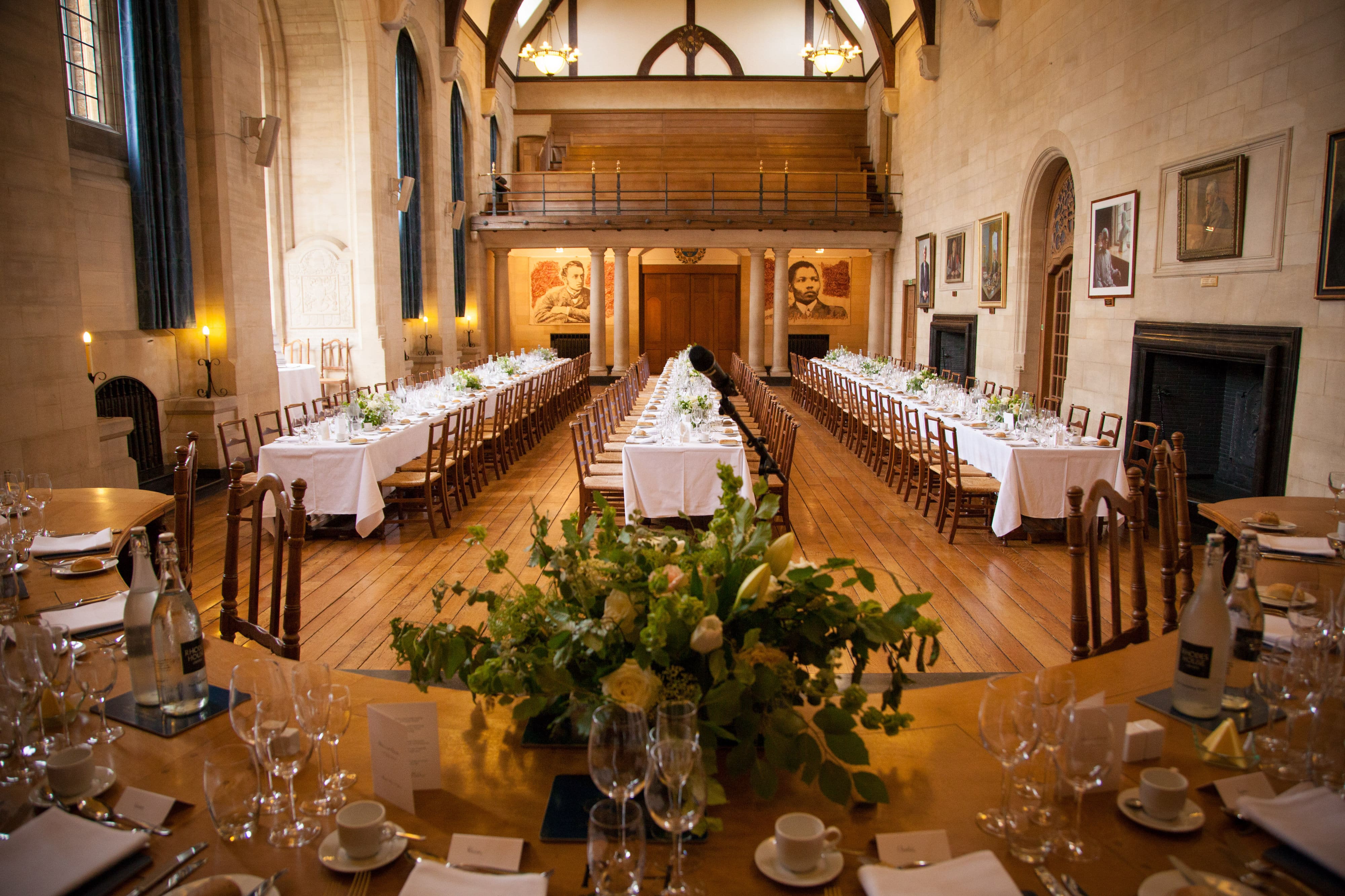 Rhodes House McCall MacBain Hall banquet style dinner layout viewed from the top table