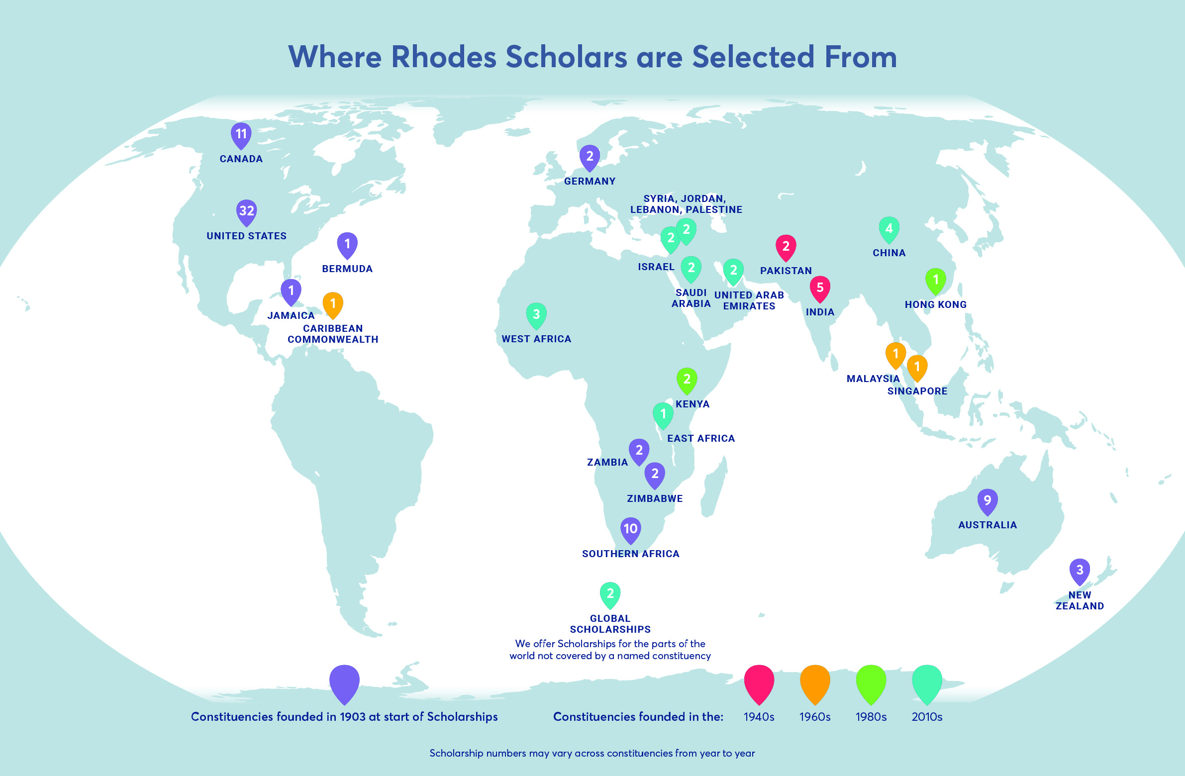 Map of Constituencies: Where Rhodes Scholars are Selected From