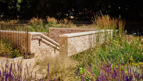 Flowers Overlook The Rhodes Residential Courtyard