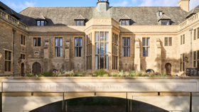 Parapet inscription in |xam on Rhodes House south facade