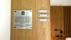 Plaques detailing recognition of alum classes that have united in their giving, including the Class of 1967, 1971, 1976