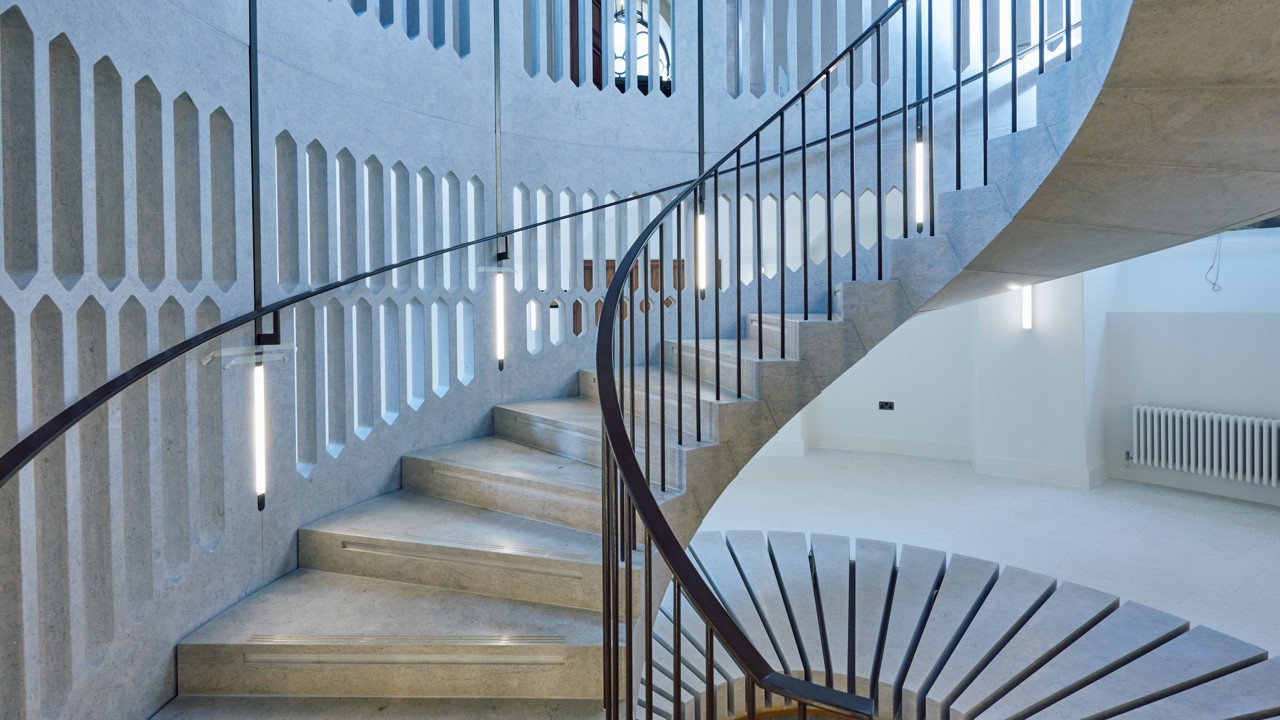 Close up view of the Rotunda stairs.