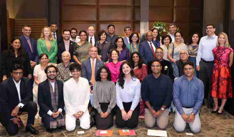 Group of Scholars, staff and friends of Rhodes Trust at the announcement reception in New Dehli 26 Sept