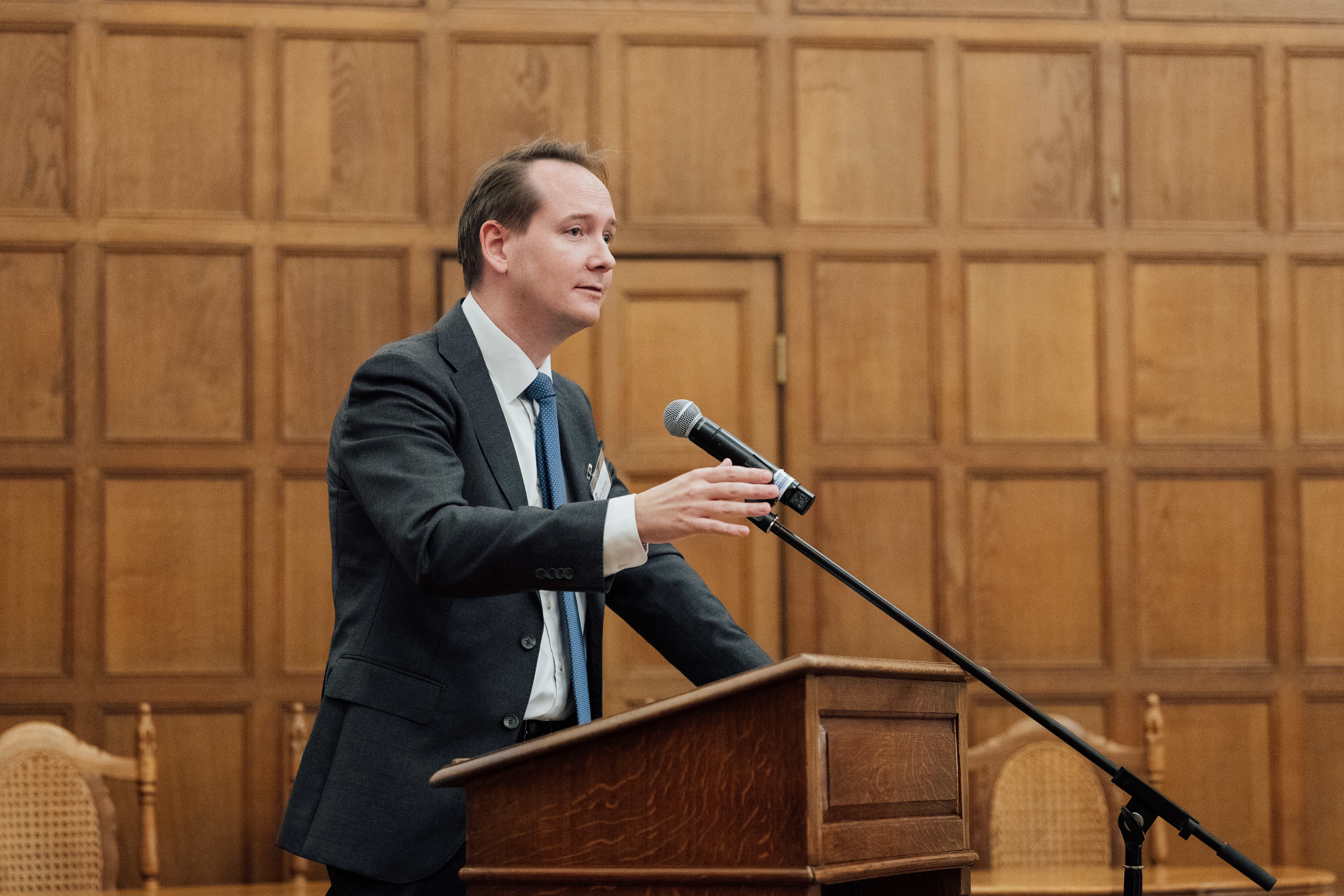 Patrick Bateman speaking at the Alumni Dinner at Rhodes House
