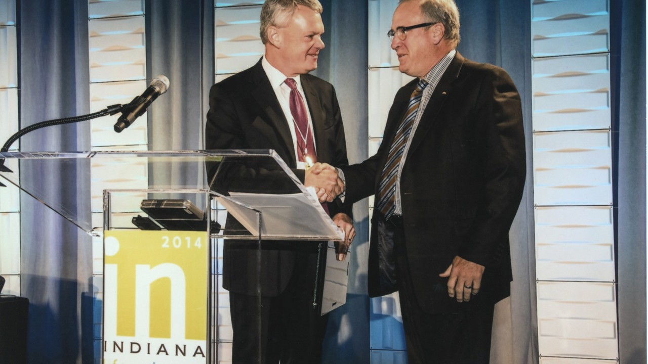 David As President Of Biocrossroads, Giving An Award To The CEO Of Eli Lilly In 2014