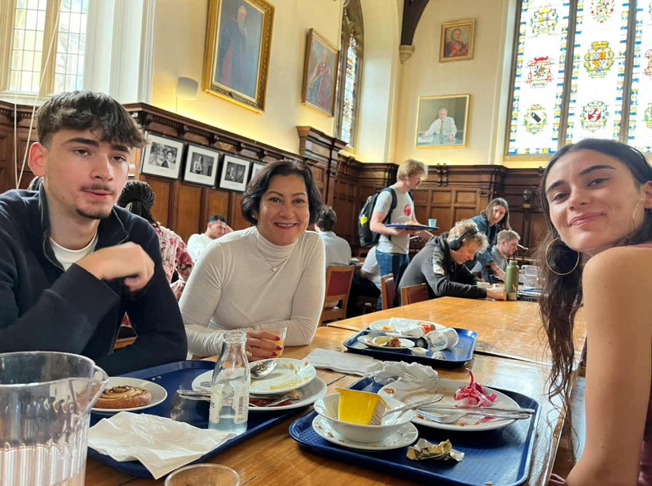 Shazia, Zakia And Cian Having Lunch In The Hall In University College, Oxford
