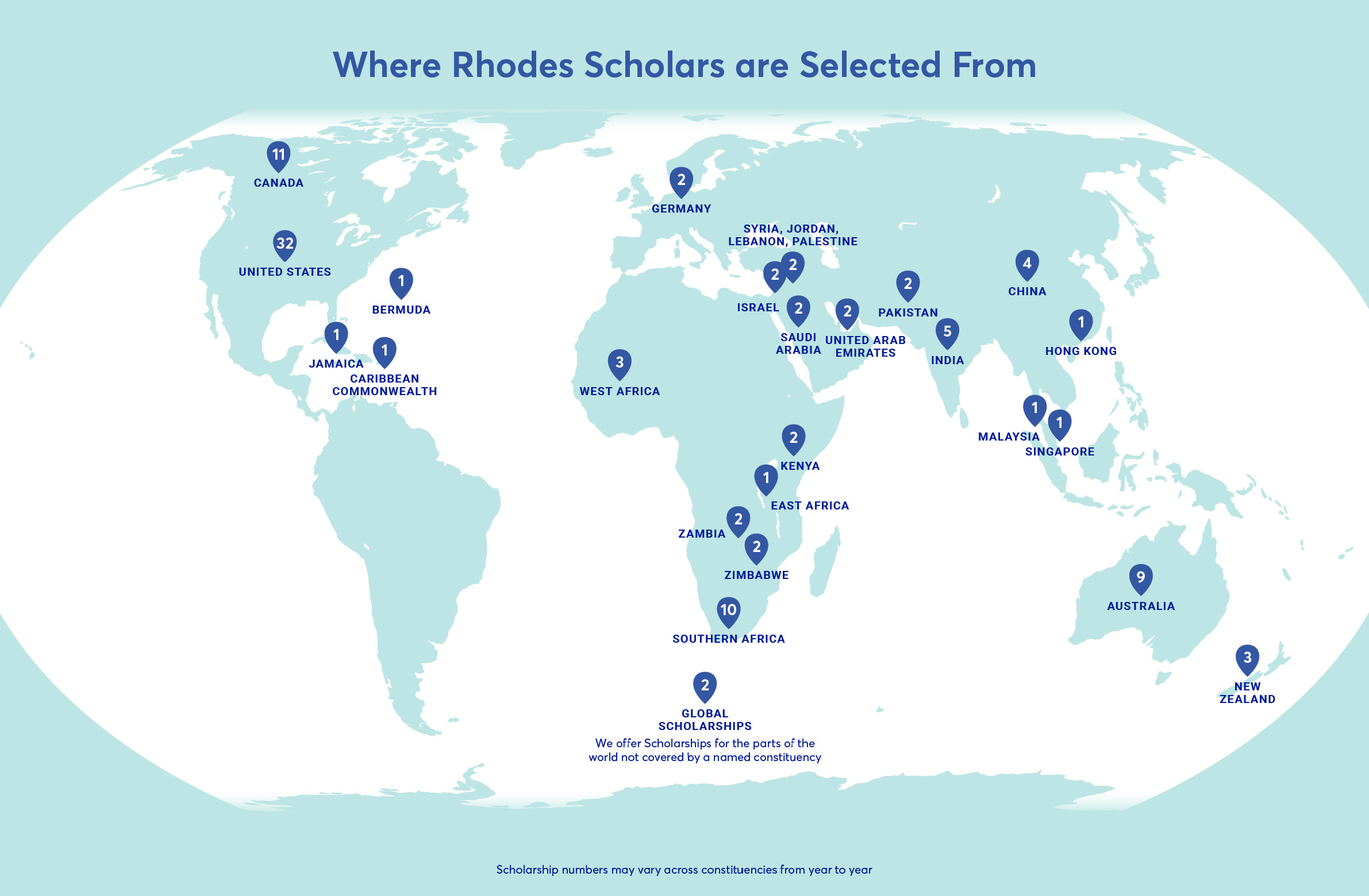 Map of Constituencies: Where Rhodes Scholars are Selected From