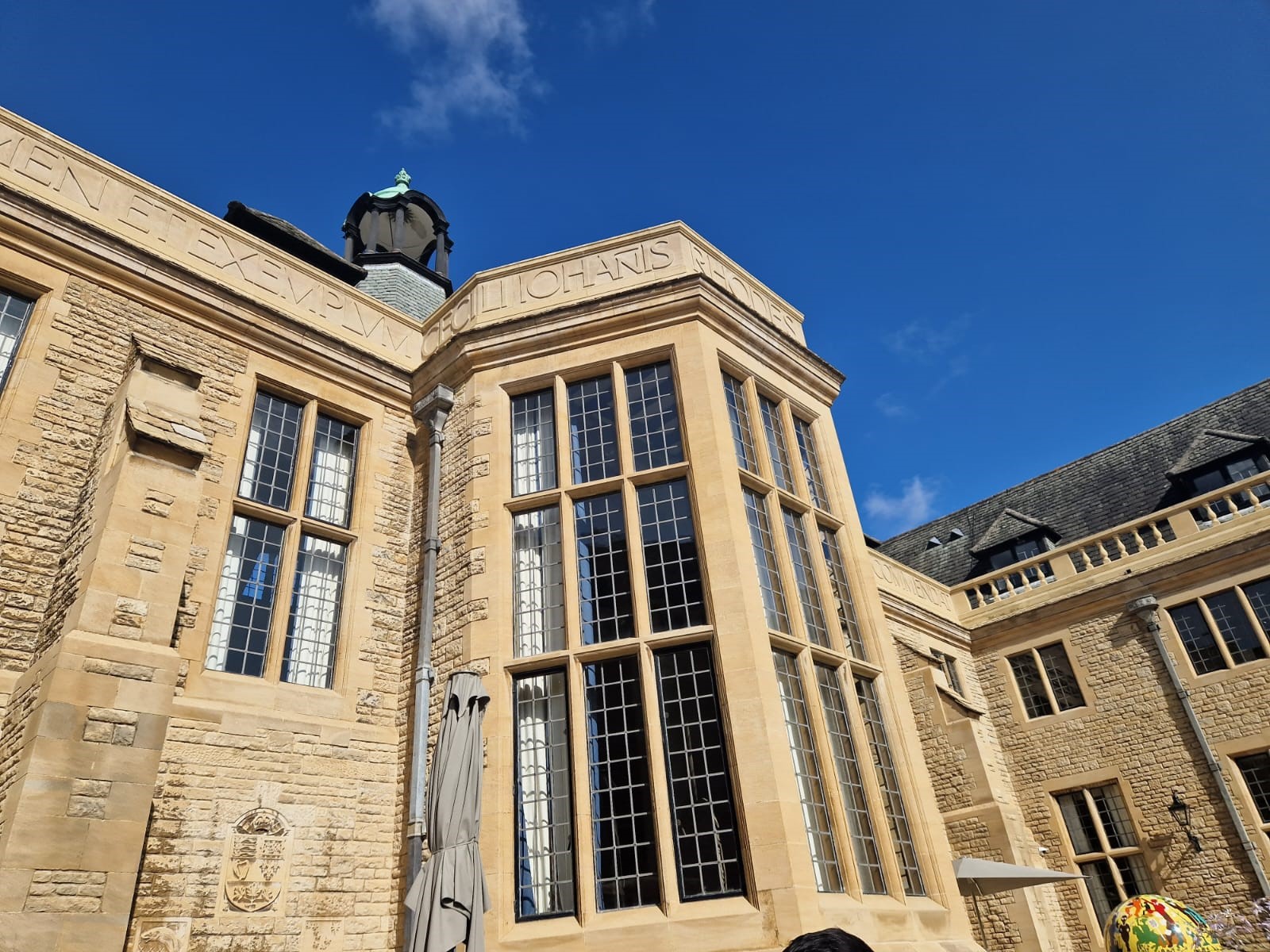 McCall MacBain Hall bay window seen from the courtyard.