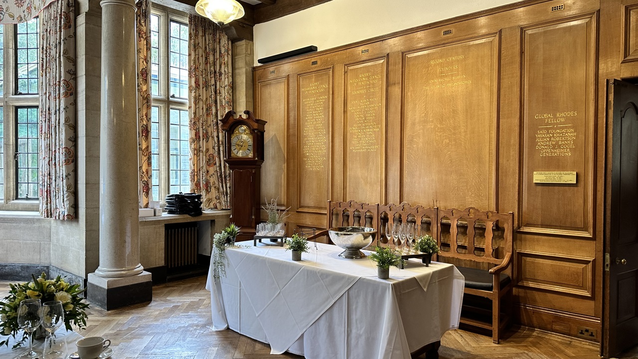 Service table set up for drinks in the Reception Room.