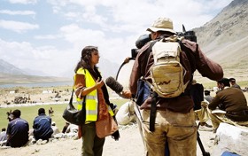 Talking To Media About Enviornmental Awareness At The Shandur Polo Match At 12,000 Feet Elevation
