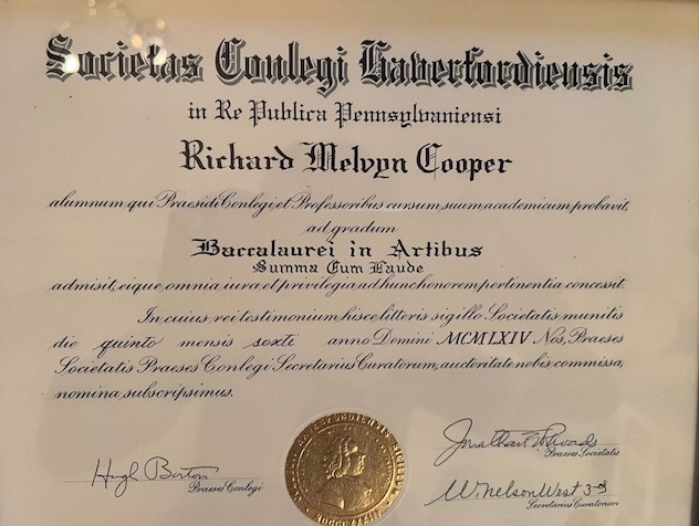 Richard Cooper Certificate