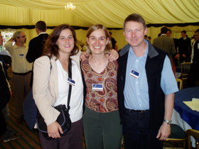 Rhodes Reunion 2003. Elle is standing with her husband Damian (right) and her close friend Lori Ormrod (British Columbia & St John's 1995)
