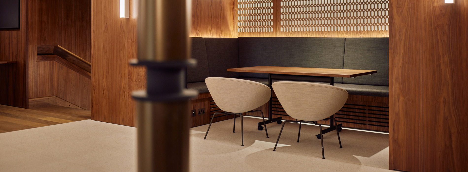 Conference Foyer nooks with tables and chairs.