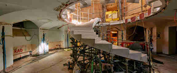 The new spiral staircase in the Rhodes House rotunda