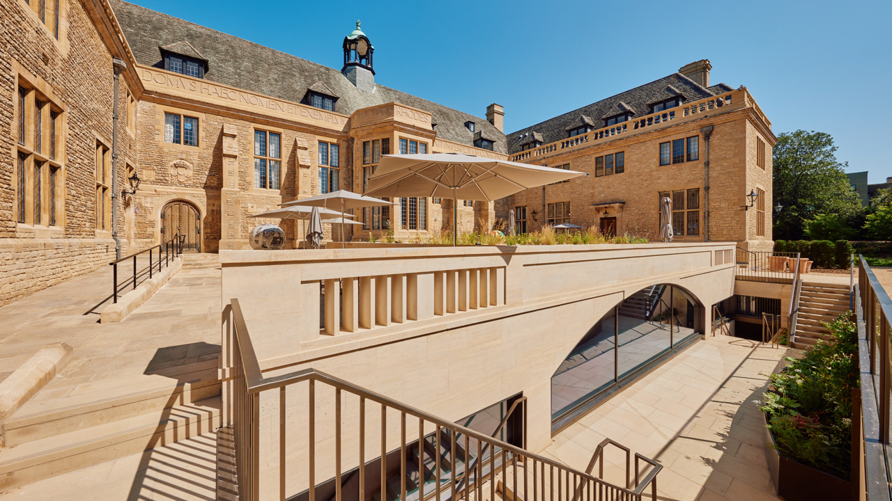 Stairs Down To The Rhodes House Conference Centre and view of the Courtyard
