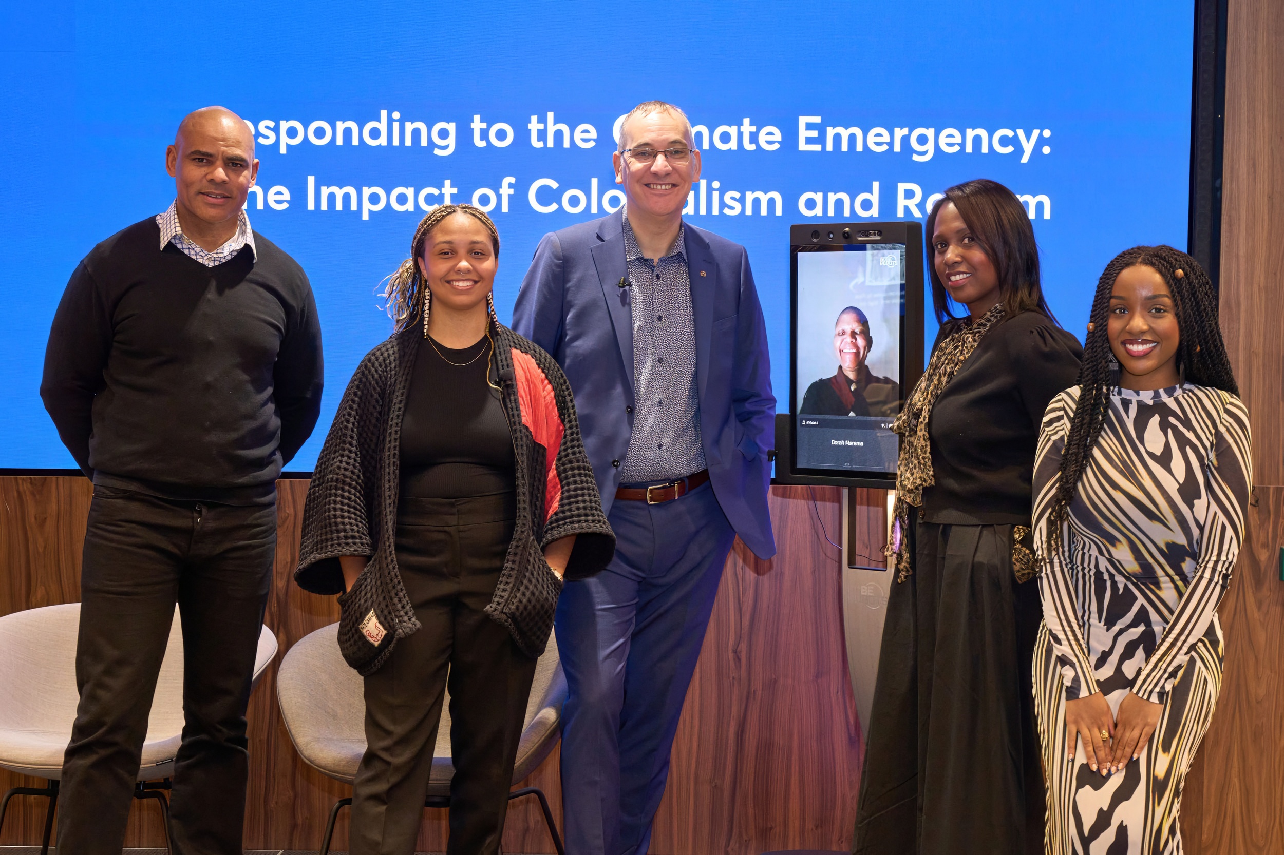 Our 5 panellists - 4 in person and 1 via robot