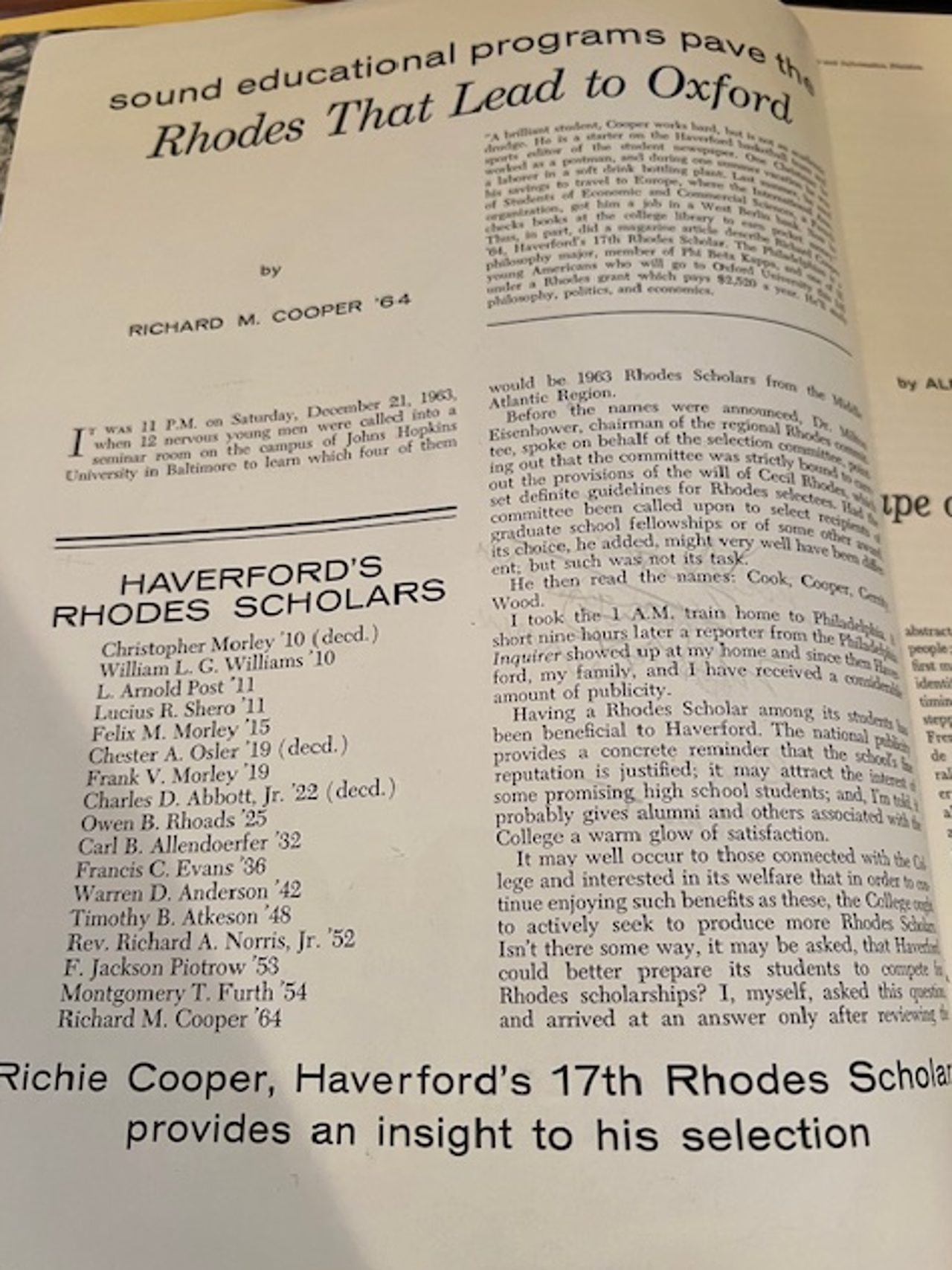 Richard MENTIONED IN A MAGAZINE