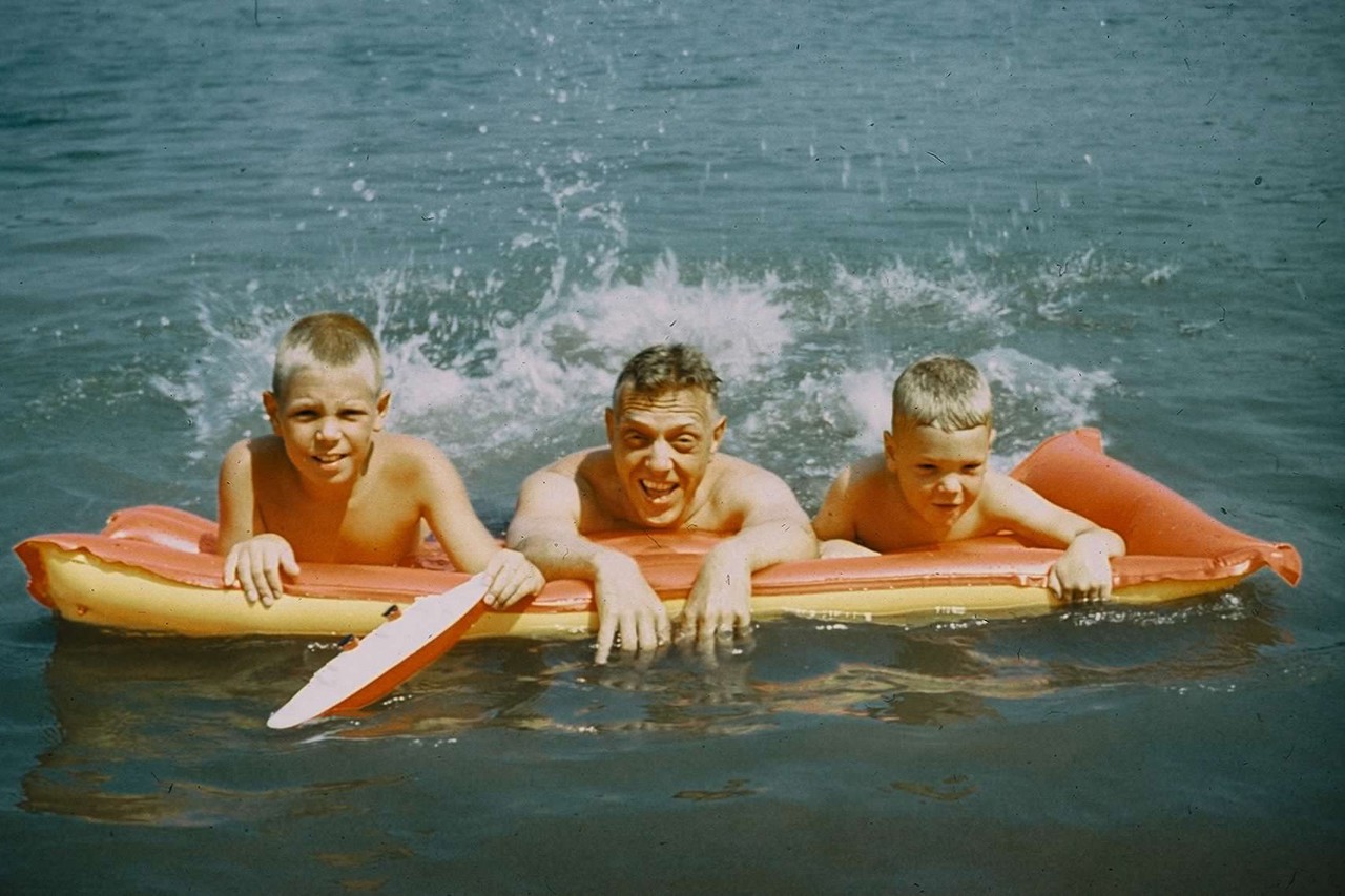 David, His Brother And Father At Their Summer Lake Cottage