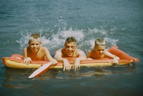 David, His Brother And Father At Their Summer Lake Cottage