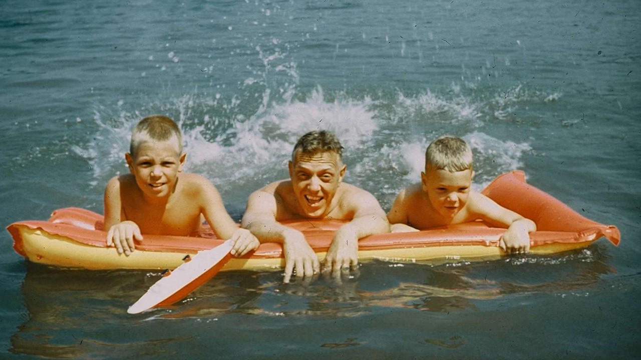 David, His Brother And Father At Their Summer Lake Cottage